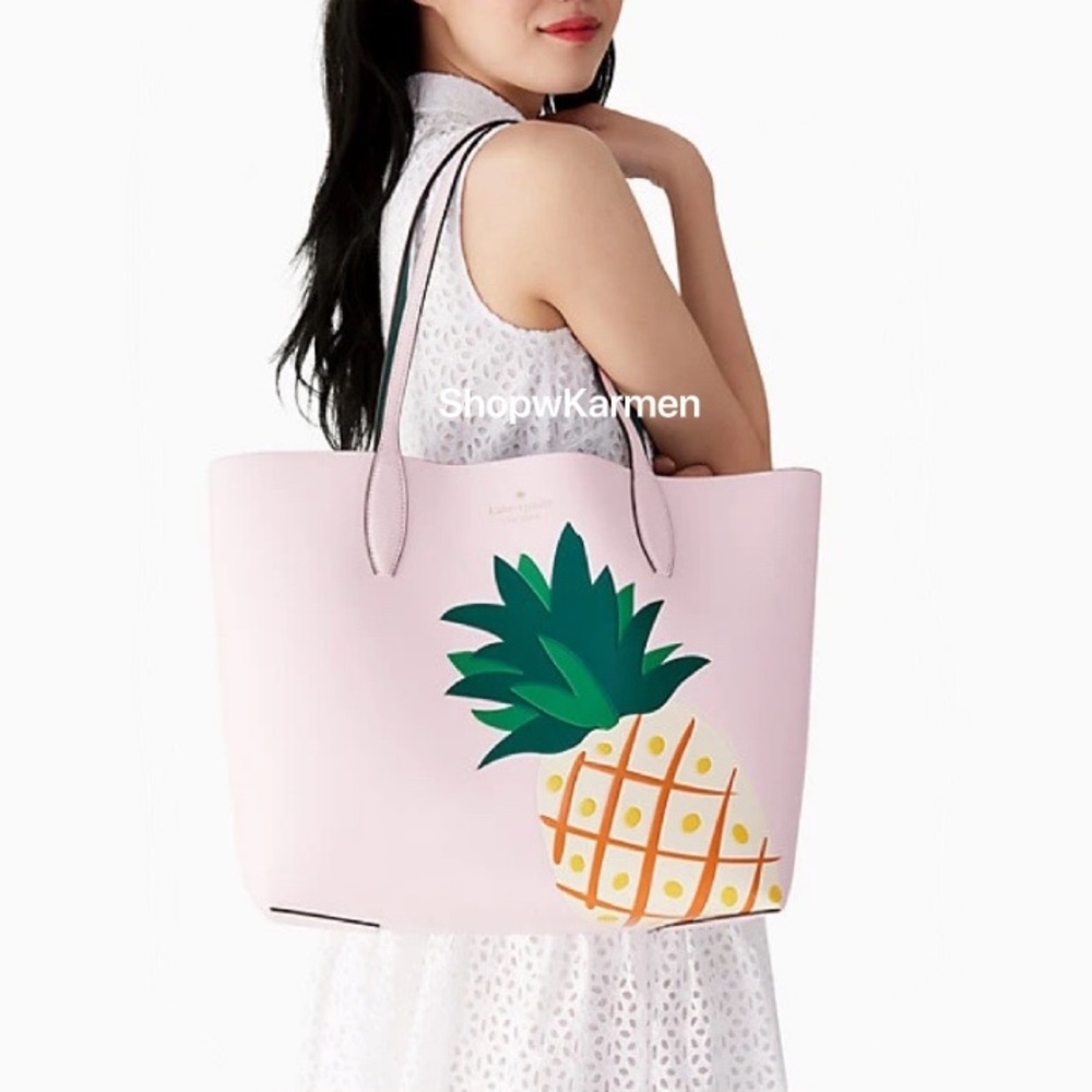 ♠️Kate Spade Colada Pineapple Graphic Large Tote Bag Pink Multi NWT - Picture 12 of 12